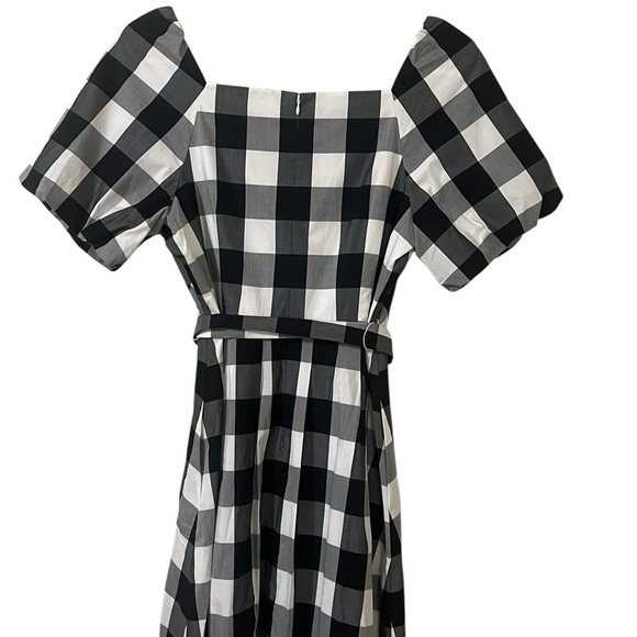 Talbots NWOT zinnia gingham fit & flare poplin midi dress in black white - Picture 7 of 13